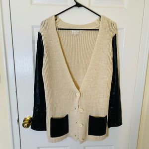 Jealous Tomato Large Tan and Black Cardigan